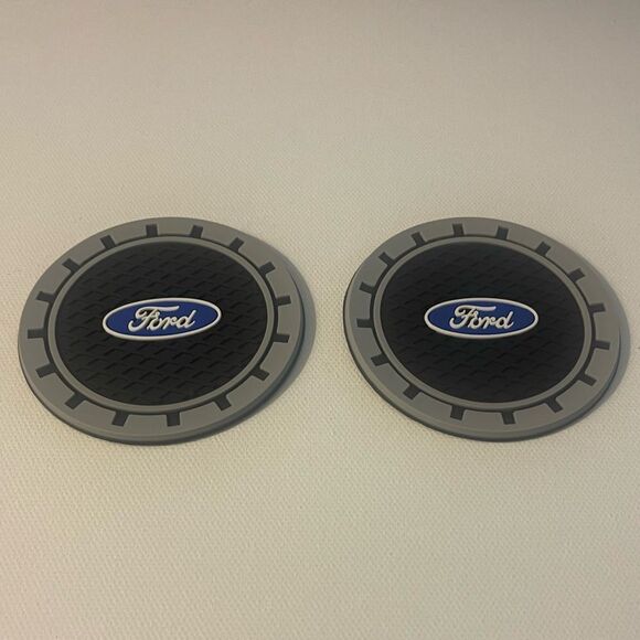 Ford Logo Car Cup Coasters in Black and Gray Set of 2 NWT - Picture 2 of 7